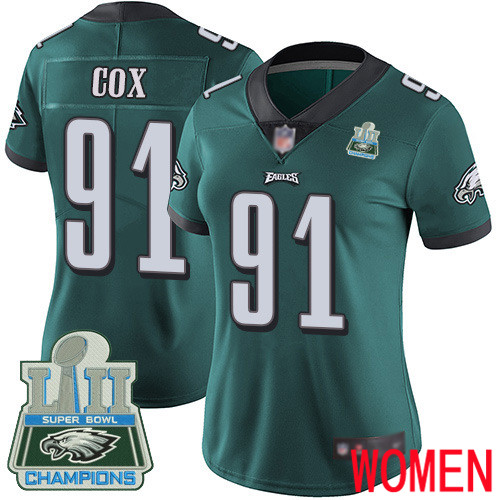 Women Philadelphia Eagles #91 Fletcher Cox Midnight Green Team Color Vapor Untouchable NFL Jersey Limited 100th